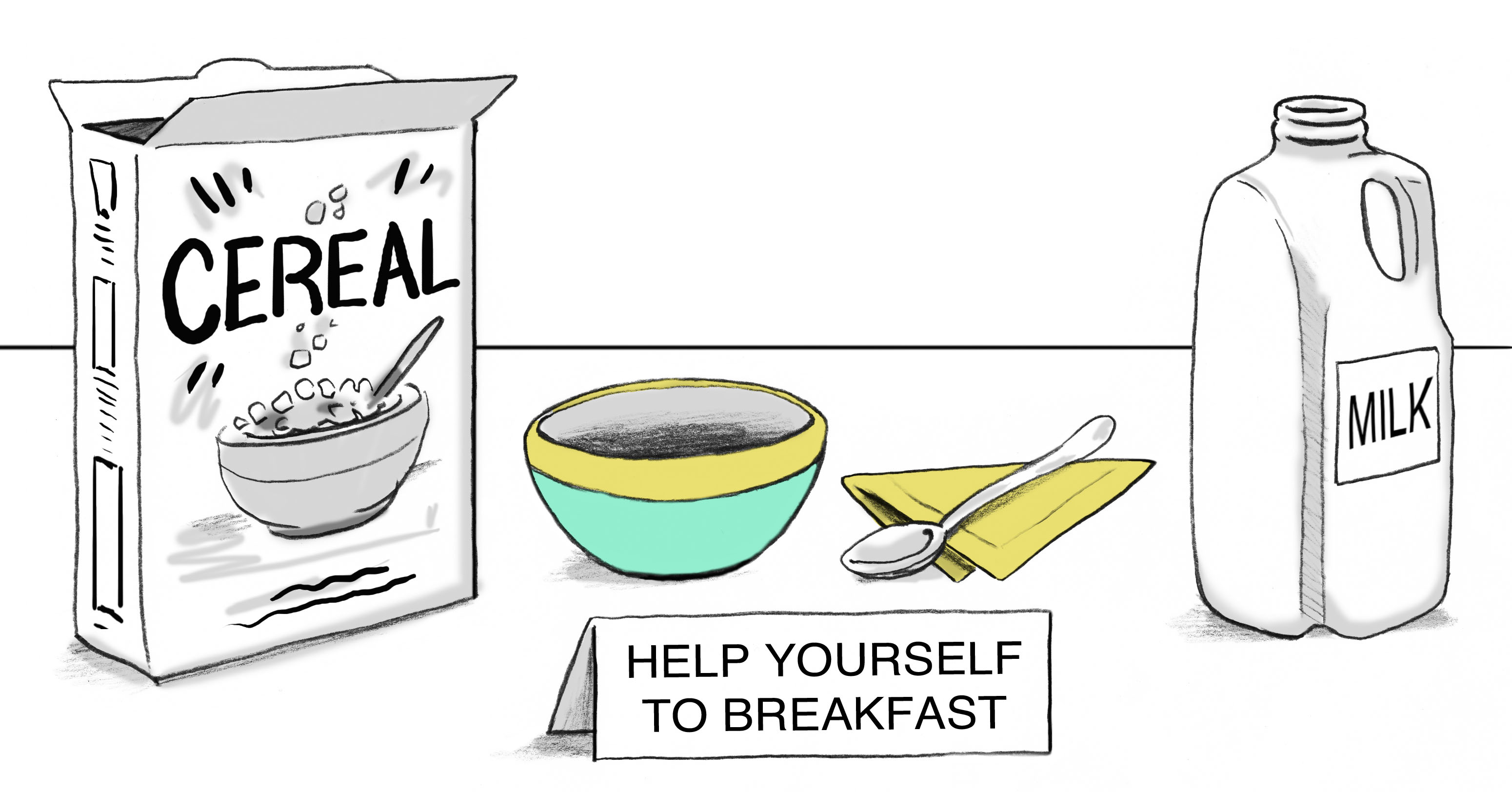 Signage: Help yourself to breakfast