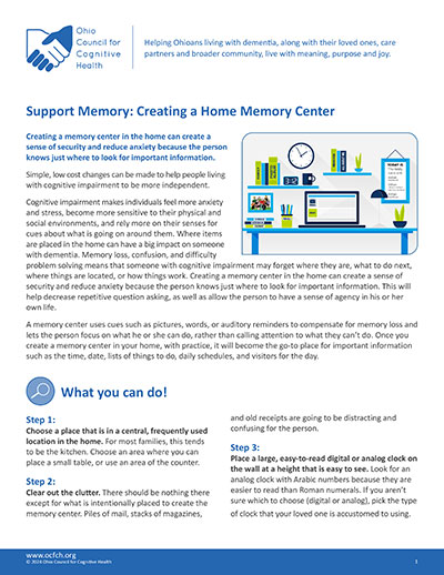 OCFCH Quick Tips Handout: Supporting Memory