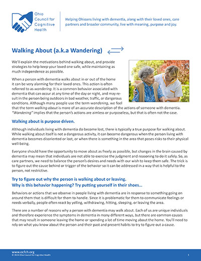 OCFCH Quick Tips Handout: Walking About