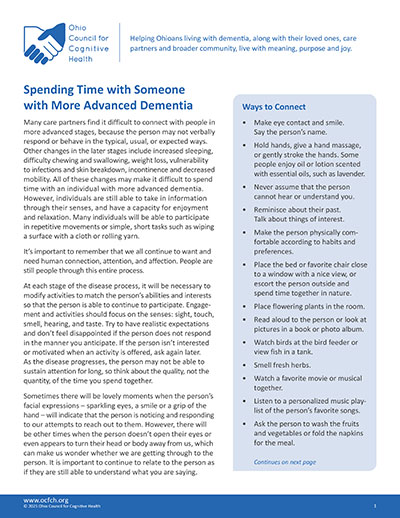 OCFCH Quick Tips Handout: Advanced Dementia