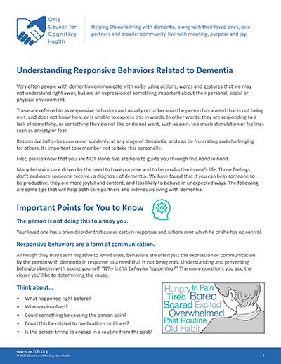 OCFCH Quick Tips Handout: Responsive Behaviors