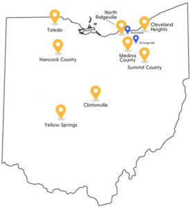 Map showing Dementia Friendly Ohio Communities
