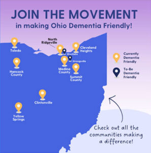 Map showing Dementia Friendly Ohio Communities