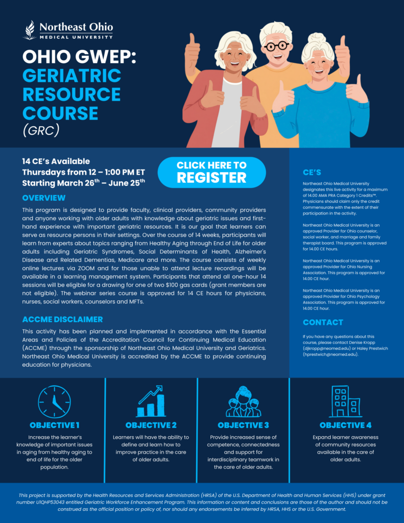 GWEP: Geriatric Resource Course Flyer